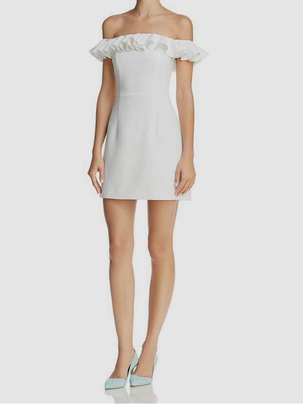French Connection White Off-Shoulder Ruffle Mini Dress
